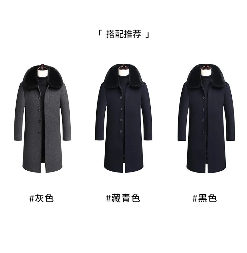 2024 new arrival winter fashion wool coats thicken trench coat men,