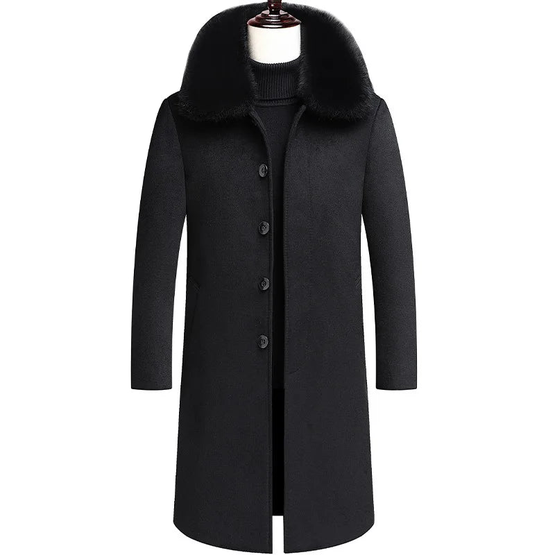 2024 new arrival winter fashion wool coats thicken trench coat men,