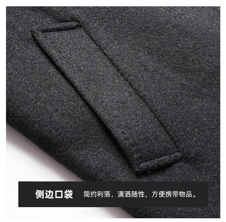 2024 new arrival winter fashion wool coats thicken trench coat men,