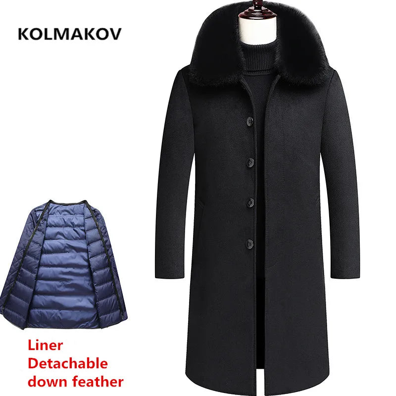 2024 new arrival winter fashion wool coats thicken trench coat men,