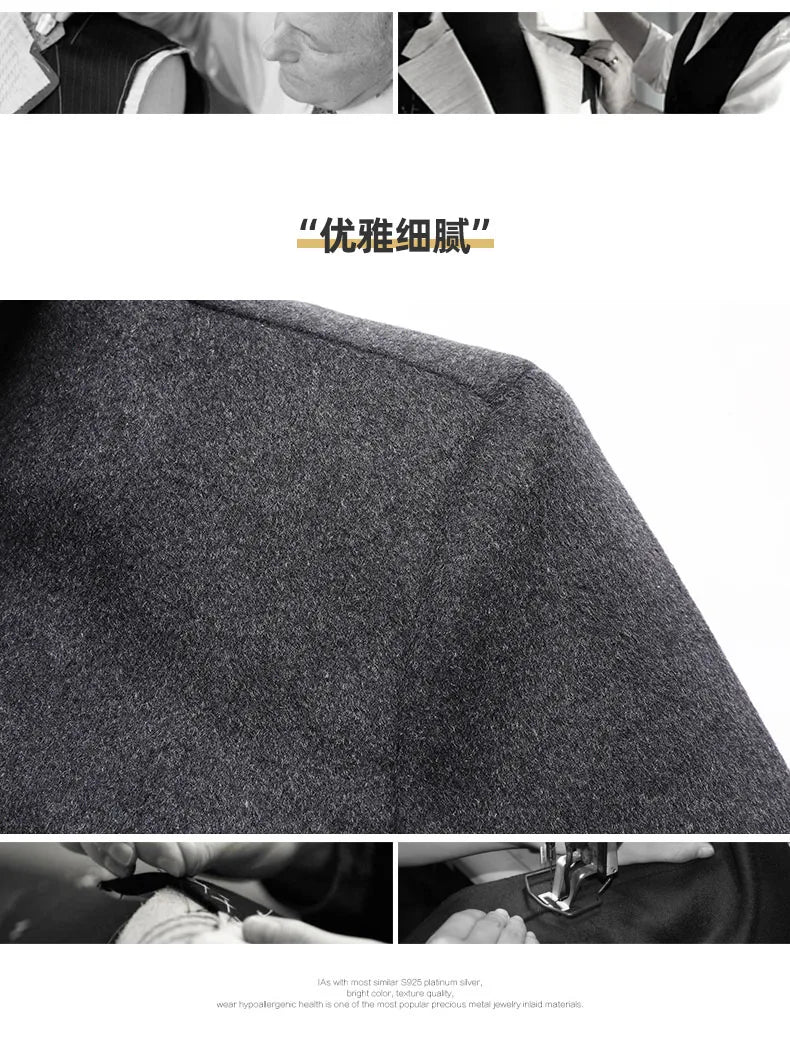 2024 new arrival winter fashion wool coats thicken trench coat men,