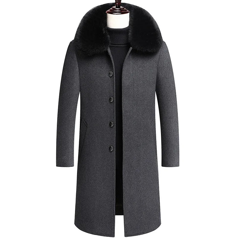 2024 new arrival winter fashion wool coats thicken trench coat men,