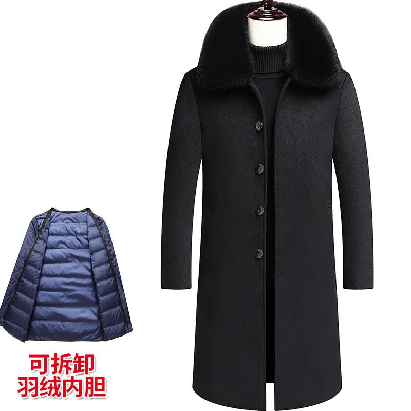 2024 new arrival winter fashion wool coats thicken trench coat men,