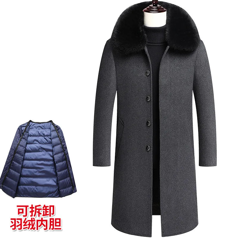 2024 new arrival winter fashion wool coats thicken trench coat men,