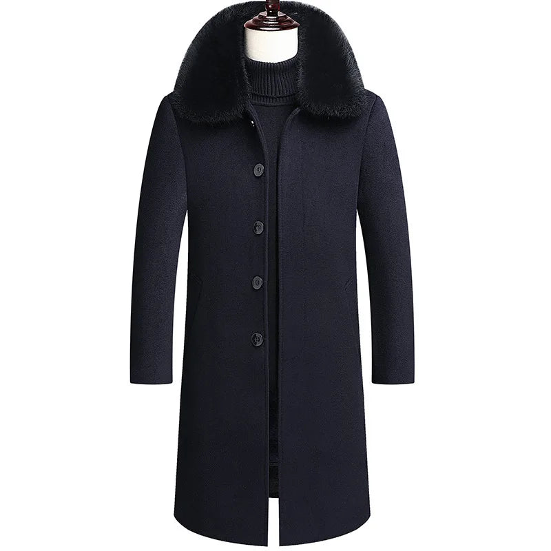 2024 new arrival winter fashion wool coats thicken trench coat men,